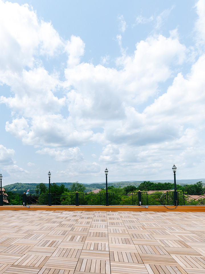 Venue deck overlooking mountains