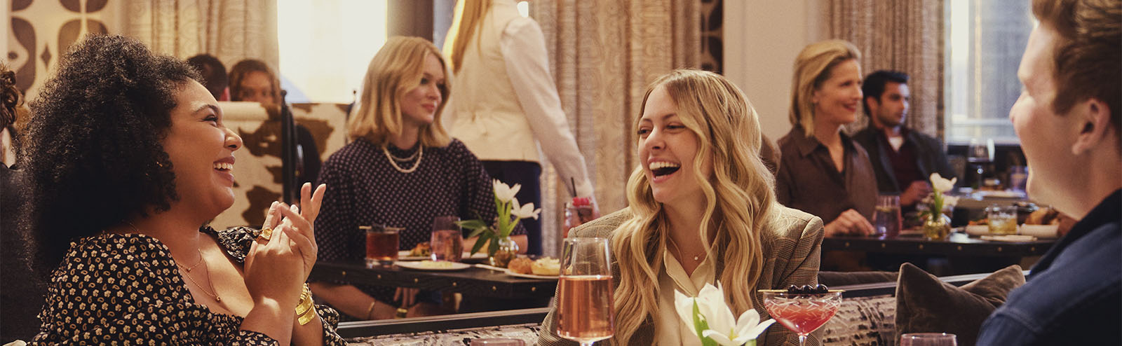 women at a restaurant having dinner